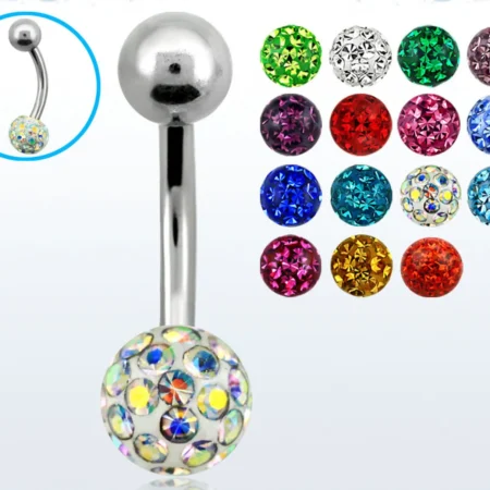 Piercing Bauchnabelpiercing Intimpiercing Bananabell Stahl oder Titan mit 6mm Epoxy-Ball