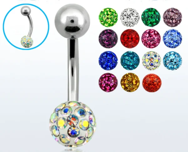 Piercing Bauchnabelpiercing Intimpiercing Bananabell Stahl oder Titan mit 6mm Epoxy-Ball