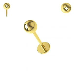 Piercing Labret Stecker 14karat Echtgold Gelbgold Innengewinde 3mm-Kugel mit Geschenkbox