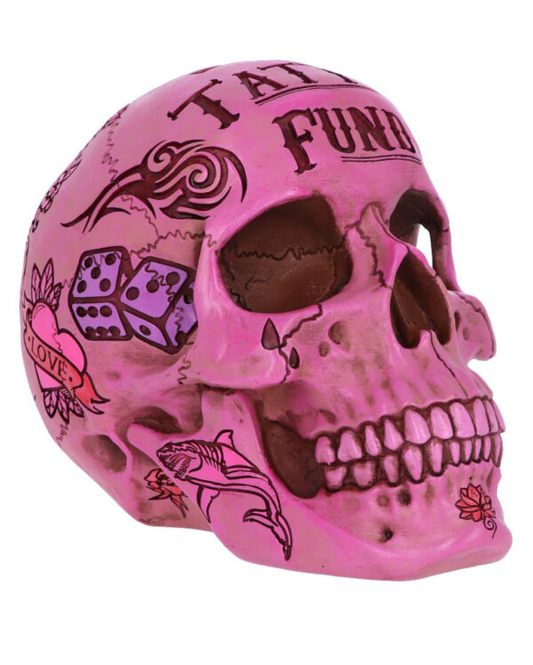 Pinke Tattoo Fund Totenkopf Spardose als Geschenkartikel