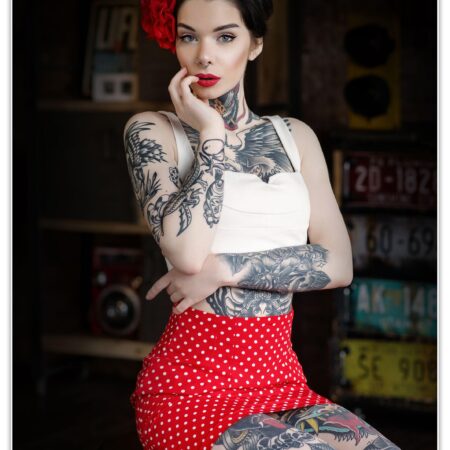 Poster Frau, Tattoo, Retro M0182 - 40x40cm von wandmotiv24