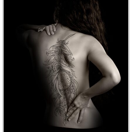 Poster Frau, Tattoo, Rücken M0170 - 18x13cm von wandmotiv24