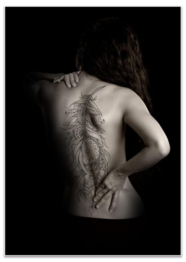 Poster Frau, Tattoo, Rücken M0170 - 80x60cm von wandmotiv24