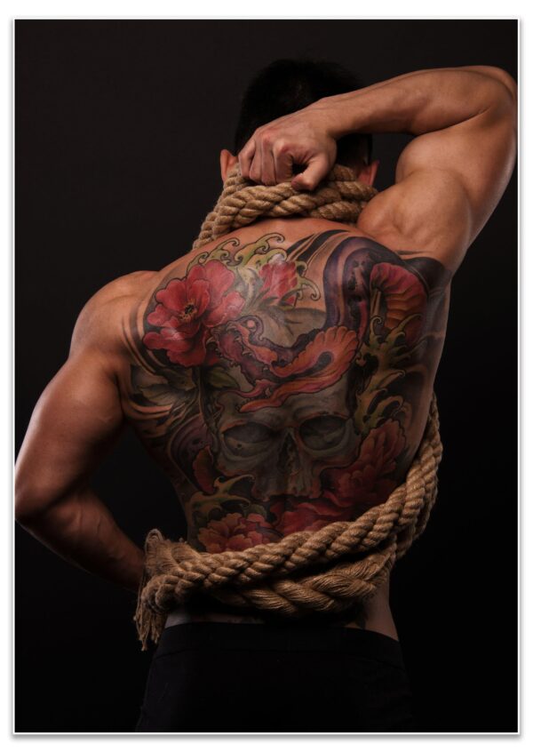Poster Mann, Tattoo, Rücken M0179 - 100x70cm von wandmotiv24