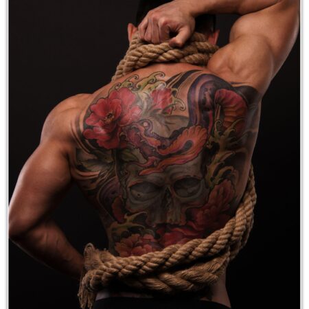 Poster Mann, Tattoo, Rücken M0179 - 40x40cm von wandmotiv24