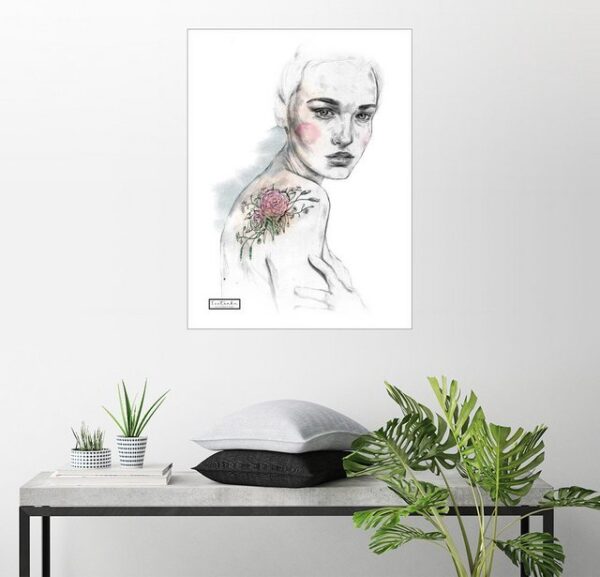 Posterlounge Wandbild, Blumen Tattoo