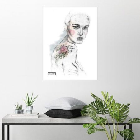 Posterlounge Wandbild, Blumen Tattoo