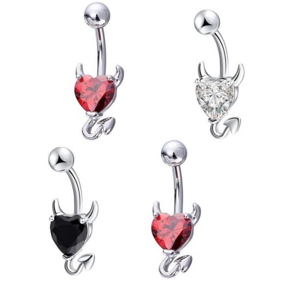 SUNEE Bauchnabelpiercing 4Pcs Herz Nabel Gestüt Teufel Bauchnabel Ring (2-tlg), Edelstahl Piercing Schmuck für Frauen Mädchen