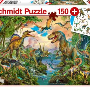 Schmidt Spiele - Wilde Dinos, 150 Teile, mit Add-on, Tattoos Dinosaurier