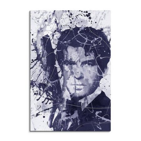 Sinus Art Leinwandbild Pierce Brosnan James Bond Art 90x60cm Aquarell Art Leinwandbild