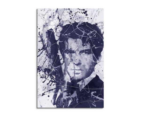 Sinus Art Leinwandbild Pierce Brosnan James Bond Art 90x60cm Aquarell Art Leinwandbild