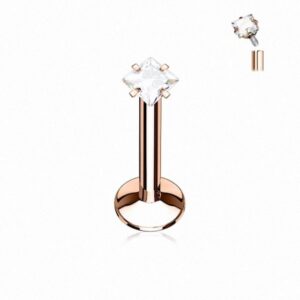 Taffstyle Augenbrauenpiercing Piercing Stab Stecker Kristall Quadrat Herzform, Lippenpiercing Monroe Labret Ohr Tragus Helix Stud Cartilage Strass