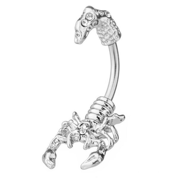 Taffstyle Bauchnabelpiercing Bauchnabel Piercing Chirurgenstahl Skorpion, Bauch Banane Stecker Anhänger mit Kristall Reverse Silber