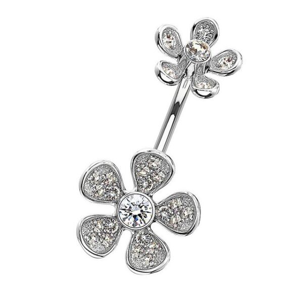 Taffstyle Bauchnabelpiercing Bauchnabelpiercing mit Kristall Blüten, Bauch Bauchnabel Piercing Banane Stecker Anhänger Blumen Vintage Lang