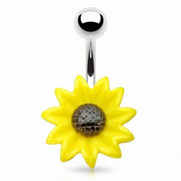 Taffstyle Bauchnabelpiercing Piercing Banane Anhänger Kugel Sonnenblume, Bauchnabelpiercing Chirurgenstahl Bauch Bauchnabel Stecker Blume