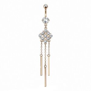 Taffstyle Bauchnabelpiercing Piercing Banane Stecker Anhänger mit Rosegold, Bauchnabelpiercing Chirurgenstahl Bauchnabel XXL Kristall Ornament