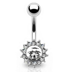 Taffstyle Bauchnabelpiercing Piercing Banane Stecker Anhänger mit Sonne, BaBauchnabelpiercing Chirurgenstahl Bauch Bauchnabel klaren Kristallen