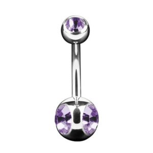 Taffstyle Bauchnabelpiercing Piercing Banane mit Dreifach Multi Kristall Kugel, Bauchnabelpiercing Chirurgenstahl Bauch Bauchnabel Stecker Anhänger