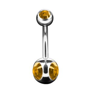 Taffstyle Bauchnabelpiercing Piercing Banane mit Dreifach Multi Kristall Kugel, Bauchnabelpiercing Chirurgenstahl Bauch Bauchnabel Stecker Anhänger