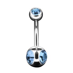 Taffstyle Bauchnabelpiercing Piercing Banane mit Dreifach Multi Kristall Kugel, Bauchnabelpiercing Chirurgenstahl Bauch Bauchnabel Stecker Anhänger