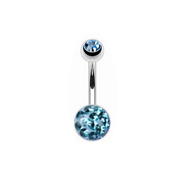 Taffstyle Bauchnabelpiercing Piercing Bauch Chirurgenstahl Epoxy Kristall Kugel, Stecker Anhänger mit Kristall Epoxy Kugeln Silber