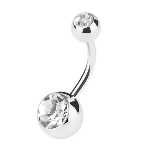 Taffstyle Bauchnabelpiercing Piercing Bauch Stecker Gebogen Doppel Kristall, Bauchnabelpiercing Banane Stecker Gebogen Doppel Multi Kristall Kugel