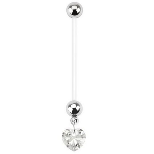 Taffstyle Bauchnabelpiercing Piercing Bioflex Schwangerschaft Herz, Bauchnabelpiercing Bioflex mit Kristall Schwangerschaft Flexibel Herz