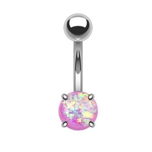 Taffstyle Bauchnabelpiercing Piercing Chirurgenstahl Glitter Opal, Bauchnabelpiercing Bauch Banane Stecker Anhänger mit Edelstahl