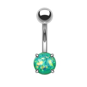 Taffstyle Bauchnabelpiercing Piercing Chirurgenstahl Glitter Opal, Bauchnabelpiercing Bauch Banane Stecker Anhänger mit Edelstahl