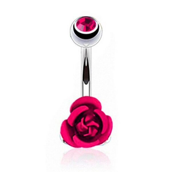 Taffstyle Bauchnabelpiercing Piercing Chirurgenstahl Kristall Augen, Bauchnabelpiercing Banane Stecker Anhänger Strass Stein Rose Blume