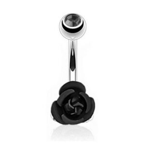 Taffstyle Bauchnabelpiercing Piercing Chirurgenstahl Kristall Augen, Bauchnabelpiercing Banane Stecker Anhänger Strass Stein Rose Blume