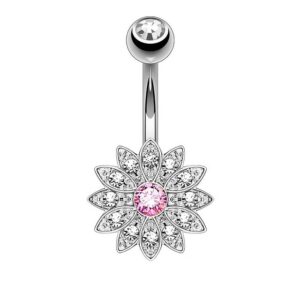 Taffstyle Bauchnabelpiercing Piercing Chirurgenstahl Kristall Blume, Bauchnabelpiercing Bauch Bauchnabel Banane Stecker Anhänger besetzte