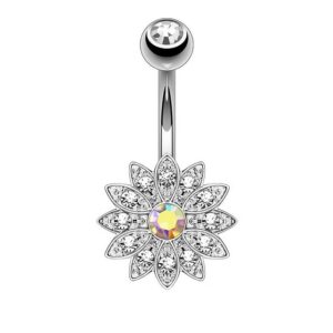 Taffstyle Bauchnabelpiercing Piercing Chirurgenstahl Kristall Blume, Bauchnabelpiercing Bauch Bauchnabel Banane Stecker Anhänger besetzte