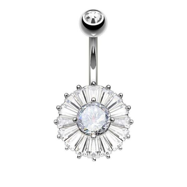 Taffstyle Bauchnabelpiercing Piercing Chirurgenstahl Kristall Blume, Bauchnabelpiercing Bauchnabel Banane Stecker Anhänger Princess Cut