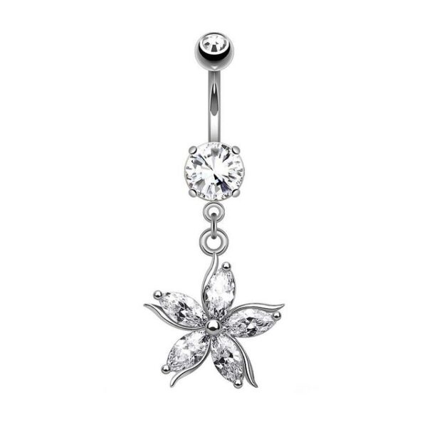 Taffstyle Bauchnabelpiercing Piercing Chirurgenstahl Kristall Blumen, Bauchnabelpiercing Bauchnabel Banane Stecker Anhänger Blüte Blatt