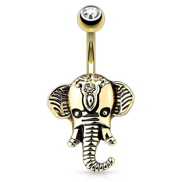 Taffstyle Bauchnabelpiercing Piercing Chirurgenstahl Kristall Elefant, Bauchnabelpiercing Bauch Banane Stecker Anhänger Indischer Vintage