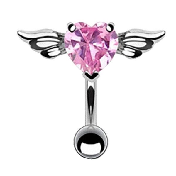 Taffstyle Bauchnabelpiercing Piercing Chirurgenstahl Kristall Flying Heart, Bauchnabelpiercing Bauch Bauchnabel Stecker Anhänger mit Reverse Herz