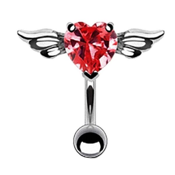 Taffstyle Bauchnabelpiercing Piercing Chirurgenstahl Kristall Flying Heart, Bauchnabelpiercing Bauch Bauchnabel Stecker Anhänger mit Reverse Herz