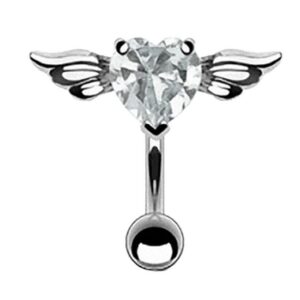 Taffstyle Bauchnabelpiercing Piercing Chirurgenstahl Kristall Flying Heart, Bauchnabelpiercing Bauch Bauchnabel Stecker Anhänger mit Reverse Herz