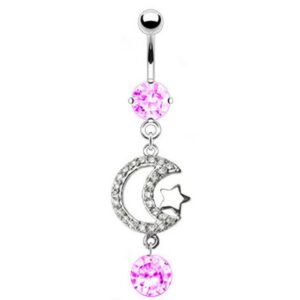 Taffstyle Bauchnabelpiercing Piercing Chirurgenstahl Kristall Halbmond, Bauchnabelpiercing Bauch Bauchnabel Banane Stecker Anhänger mit Mond