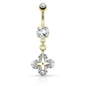 Taffstyle Bauchnabelpiercing Piercing Chirurgenstahl Kristall Kleeblatt, Bauchnabelpiercing Bauch Bauchnabel Banane Stecker Anhänger Ornament