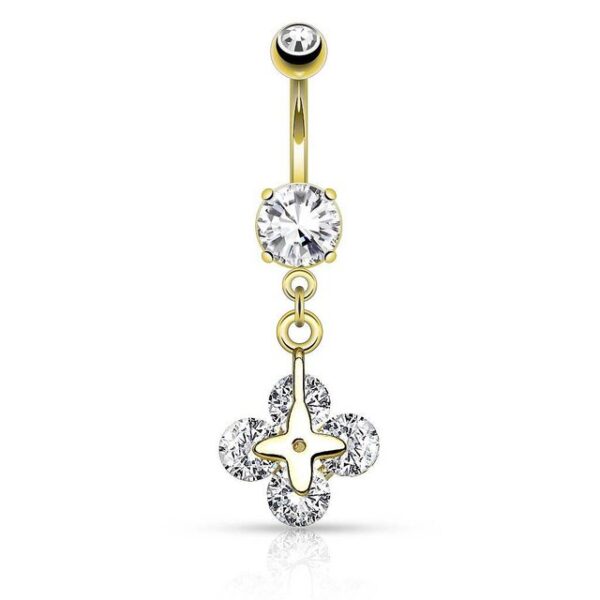 Taffstyle Bauchnabelpiercing Piercing Chirurgenstahl Kristall Kleeblatt, Bauchnabelpiercing Bauch Bauchnabel Banane Stecker Anhänger Ornament