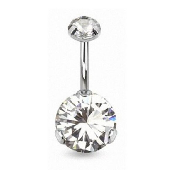 Taffstyle Bauchnabelpiercing Piercing Chirurgenstahl Kristall Kugel, Bauchnabelpiercing Bauch Banane Stecker Anhänger mit Doppel 2 Kugeln