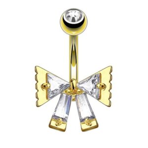 Taffstyle Bauchnabelpiercing Piercing Chirurgenstahl Kristall Schleife, Bauchnabelpiercing Bauchnabel Banane Stecker Anhänger Princess Cut