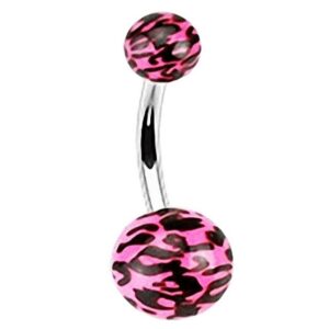 Taffstyle Bauchnabelpiercing Piercing Chirurgenstahl Leo Style, Bauchnabelpiercing Bauch Banane Stecker Anhänger Perle Leopard Kugel