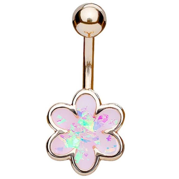 Taffstyle Bauchnabelpiercing Piercing Chirurgenstahl Opal Blume, Bauchnabelpiercing Bauch Bauchnabel Banane Stecker Anhänger Glitter