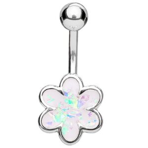 Taffstyle Bauchnabelpiercing Piercing Chirurgenstahl Opal Blume, Bauchnabelpiercing Bauch Bauchnabel Banane Stecker Anhänger Glitter