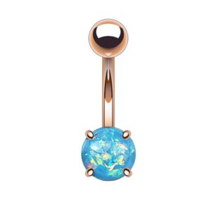 Taffstyle Bauchnabelpiercing Piercing Chirurgenstahl Rosegold Vergoldet Glitter, Bauchnabelpiercing Bauch Banane Stecker Anhänger mit Edelstahl Opal