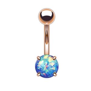 Taffstyle Bauchnabelpiercing Piercing Chirurgenstahl Rosegold Vergoldet Glitter, Bauchnabelpiercing Bauch Banane Stecker Anhänger mit Edelstahl Opal