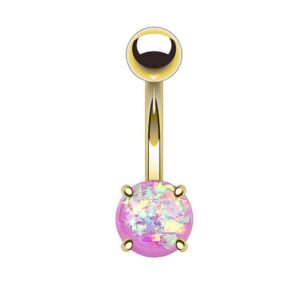 Taffstyle Bauchnabelpiercing Piercing Chirurgenstahl Vergoldet Glitter Opal, Bauchnabelpiercing Bauch Bauchnabel Banane Stecker Anhänger Edelstahl